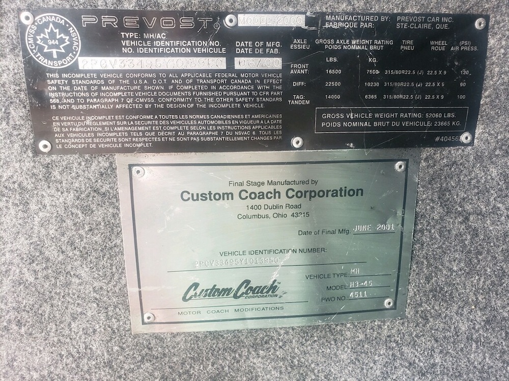 2001 Prevost Custom Coach H3-45 For Sale