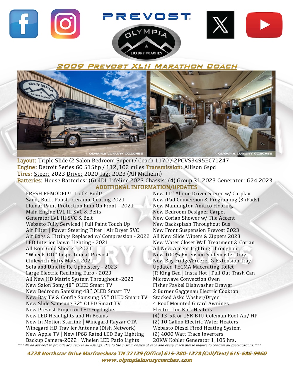 2009 Prevost Marathon XLII For Sale