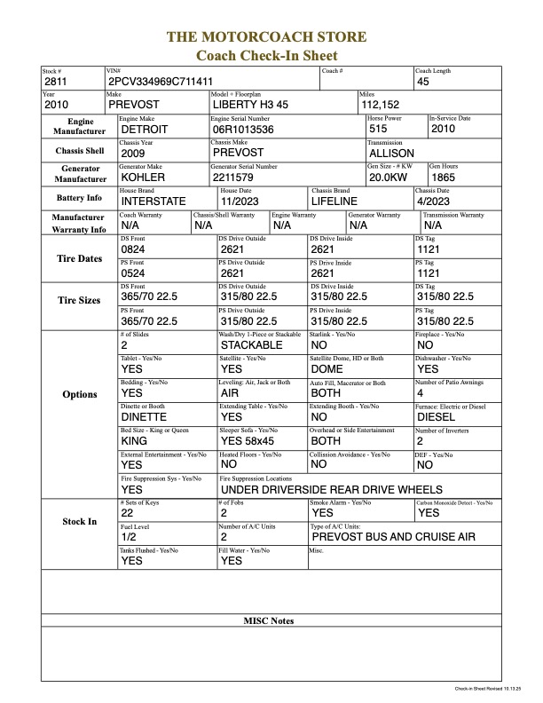 2010 Prevost Liberty H3-45 For Sale