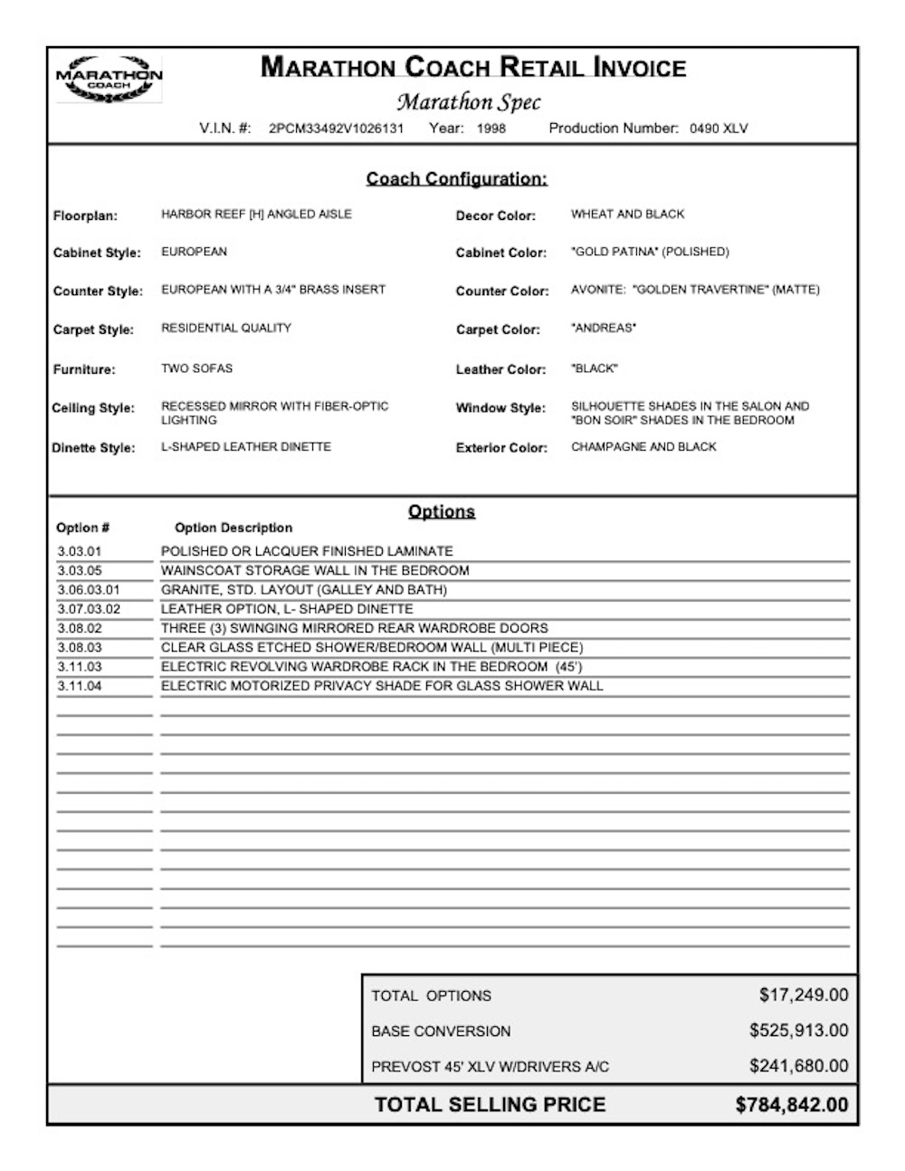 1998 Prevost Marathon XL For Sale