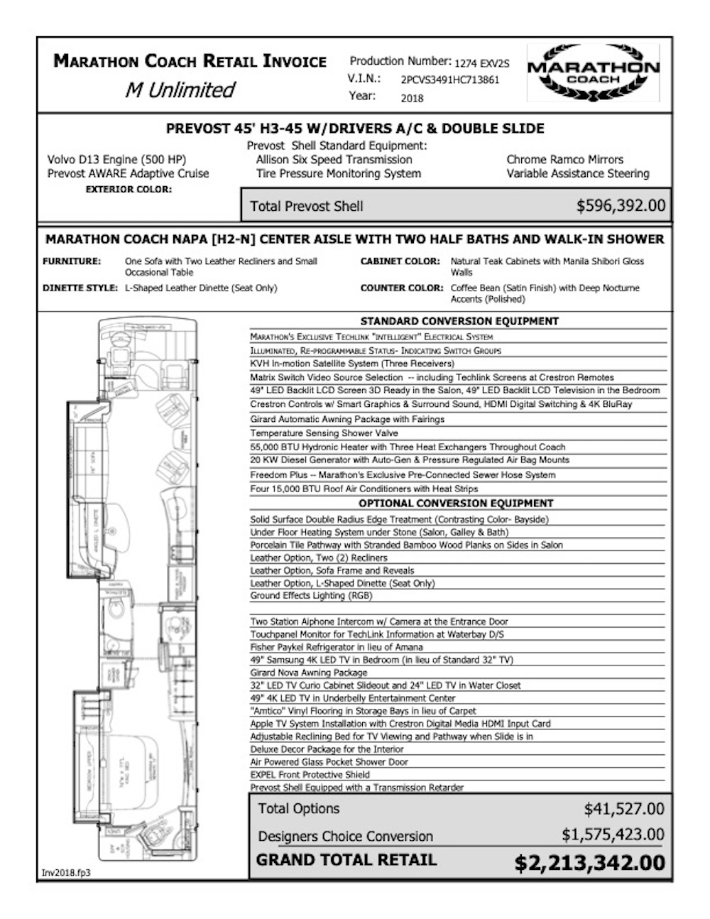 2018 Prevost Marathon H3-45 For Sale